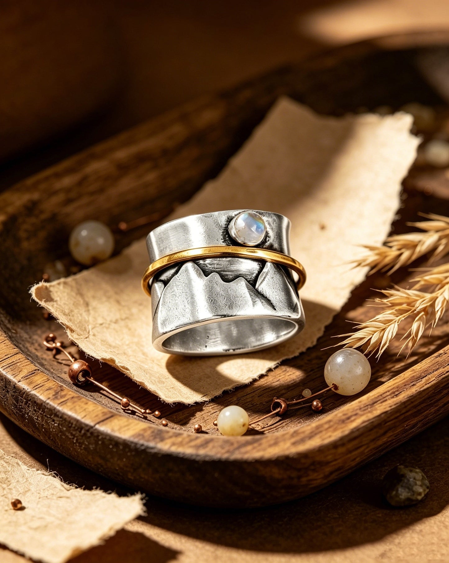 Valley Golden Circle Moonstone Ring