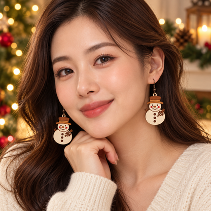 Christmas Cartoon Snowman Earrings