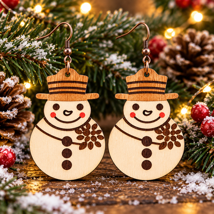 Christmas Cartoon Snowman Earrings