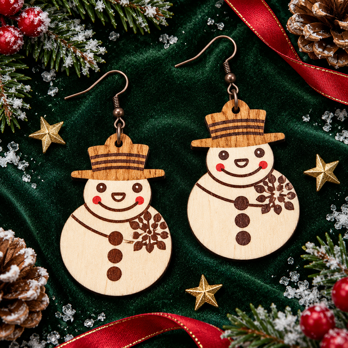 Christmas Cartoon Snowman Earrings
