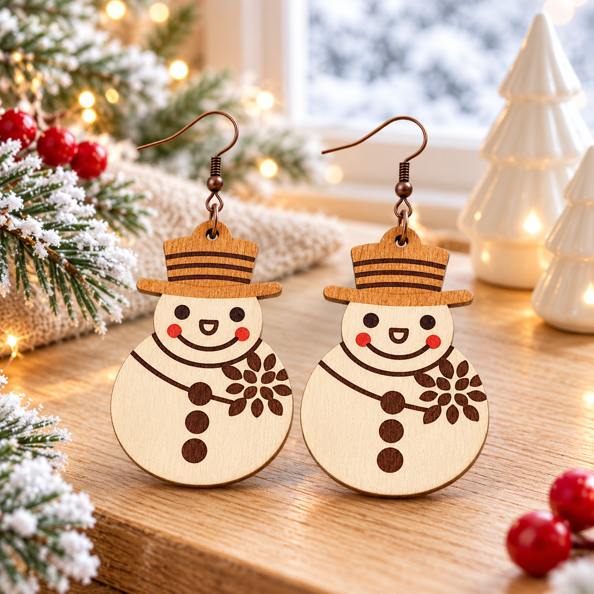 Christmas Cartoon Snowman Earrings