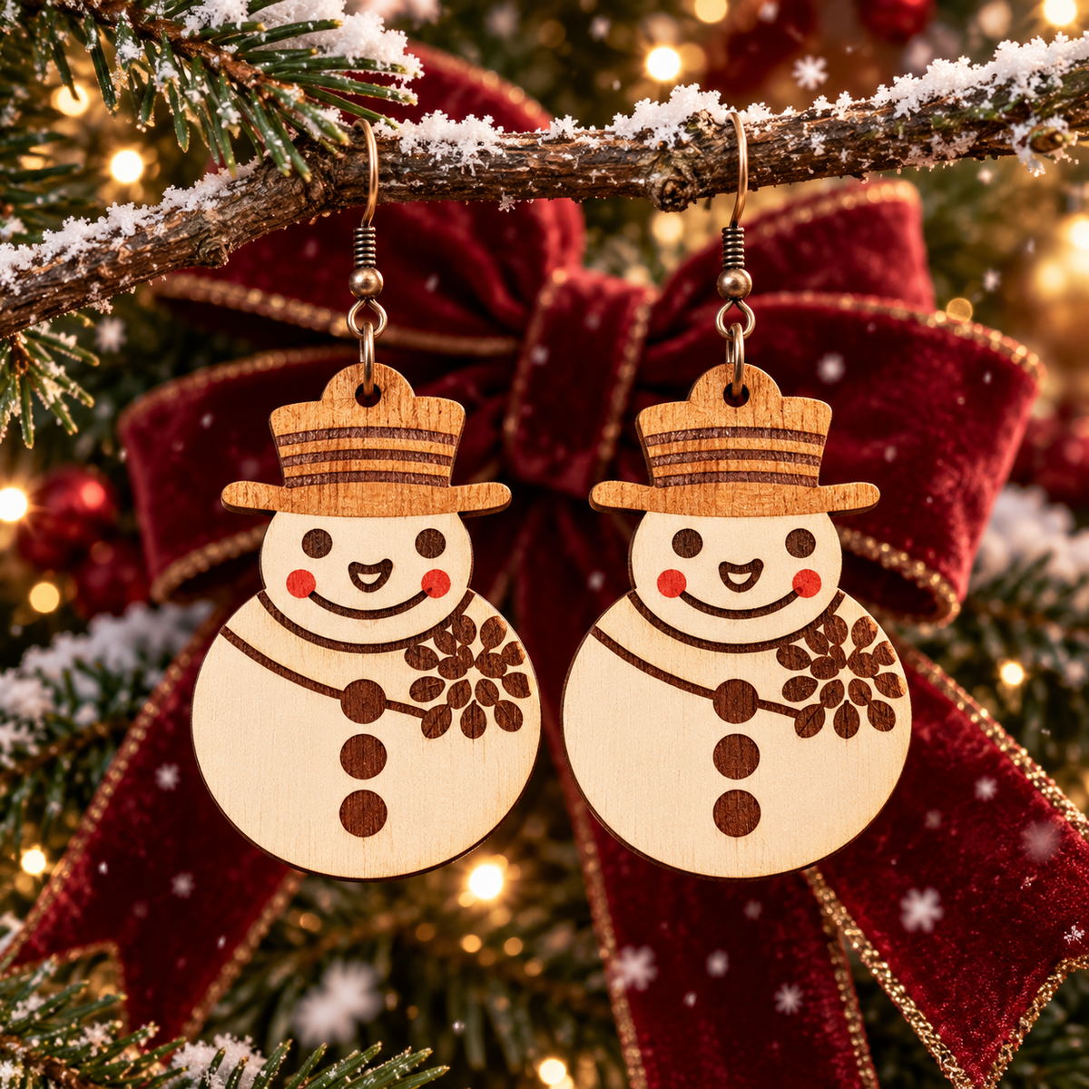 Christmas Cartoon Snowman Earrings