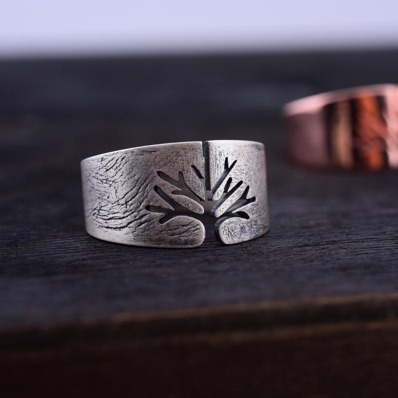 Titanium Steel Life Tree Ring
