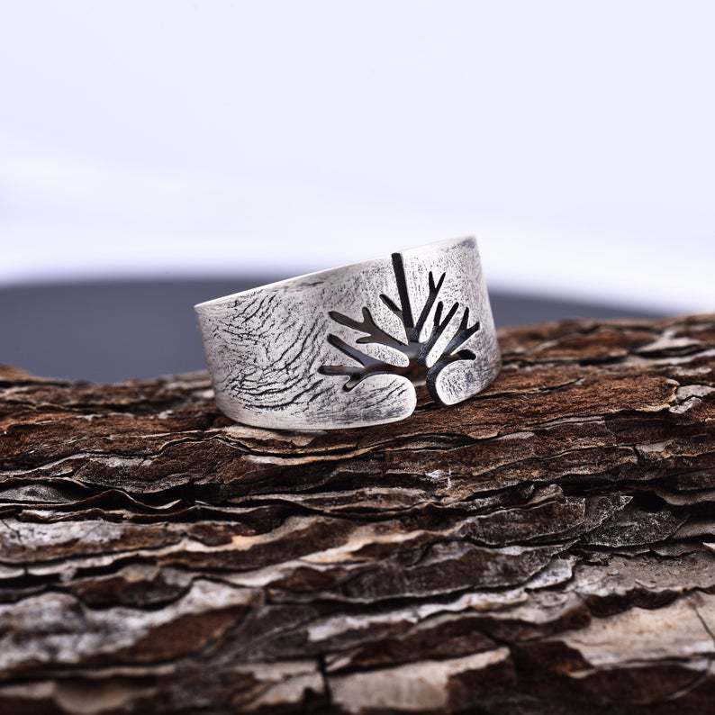 Titanium Steel Life Tree Ring