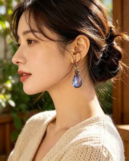 Blue/Orange Gemstone Earrings