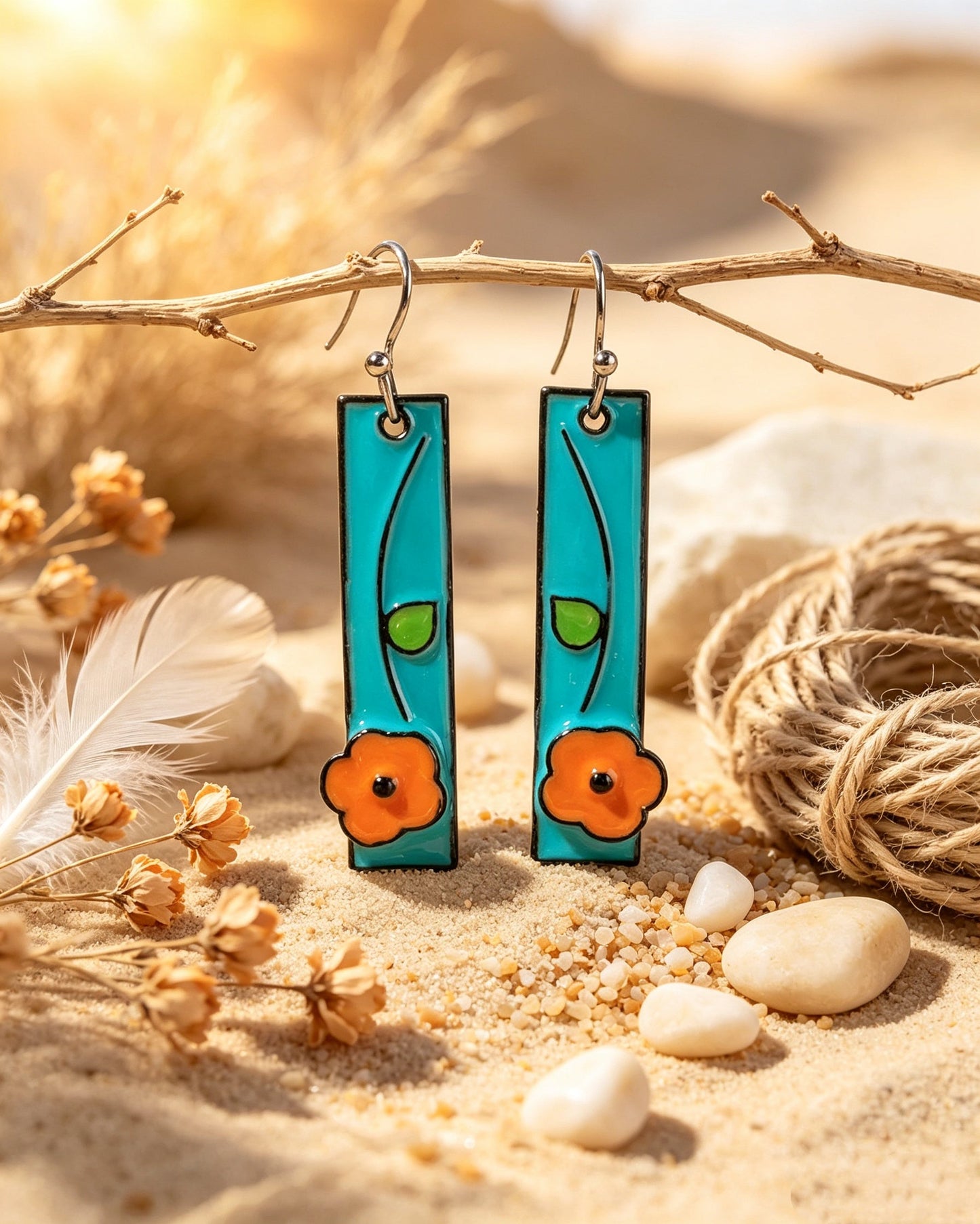 Floral Oil Painting Earrings