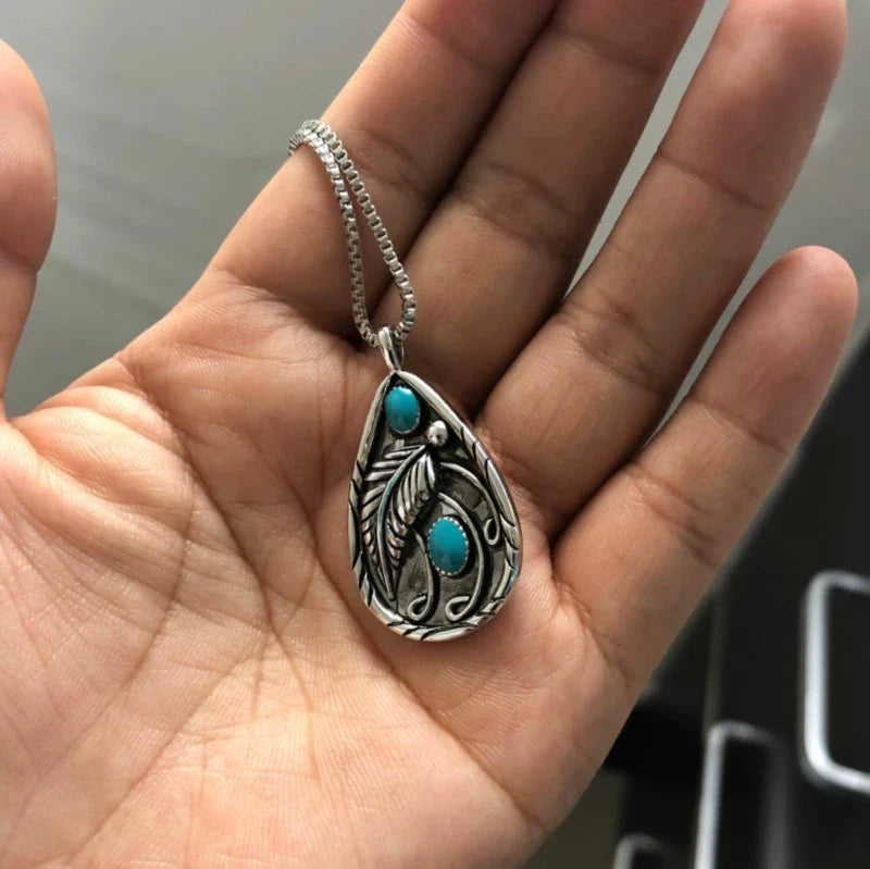 Turquoise Vintage Feather Necklace