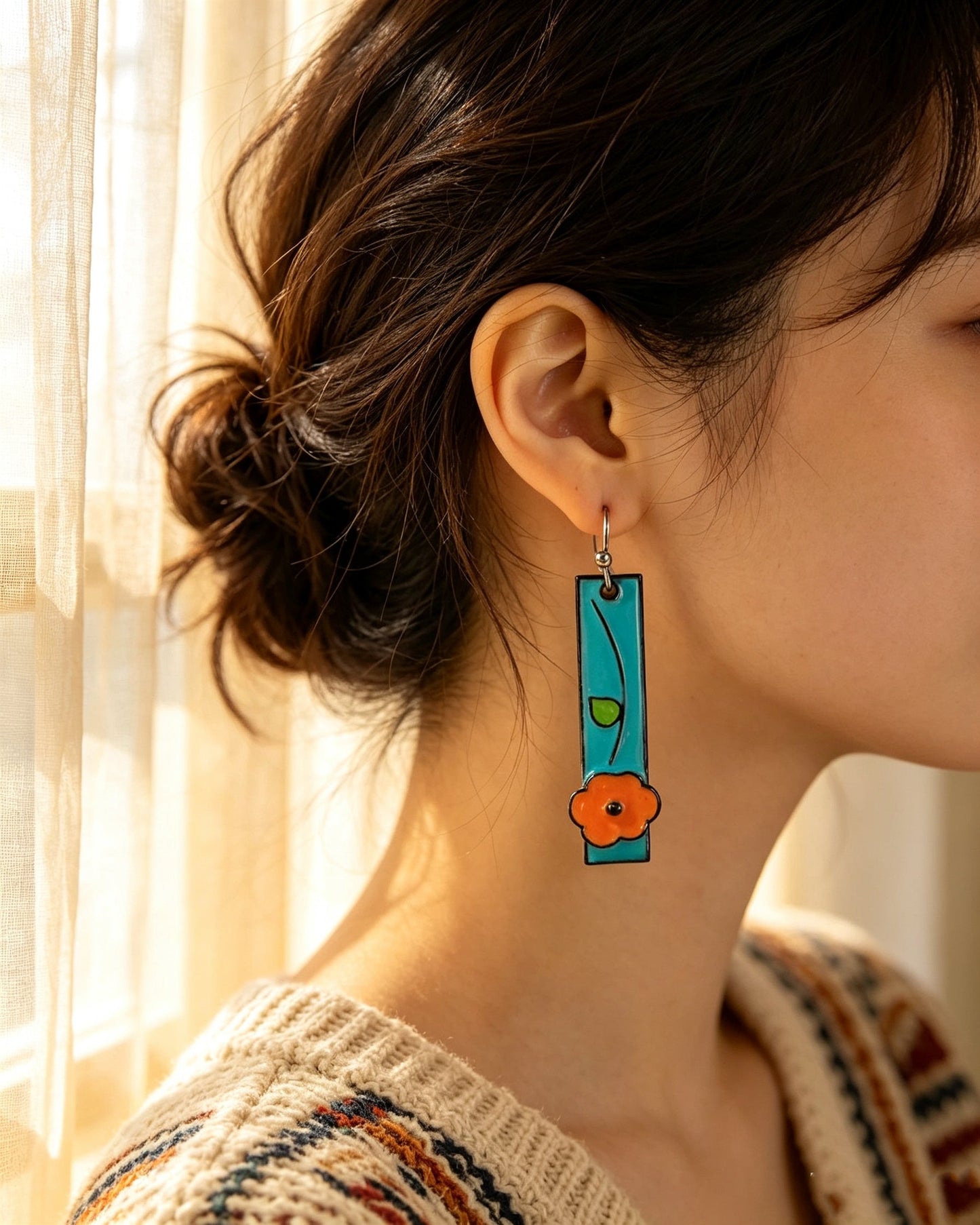 Floral Oil Painting Earrings