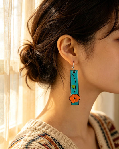 Floral Oil Painting Earrings
