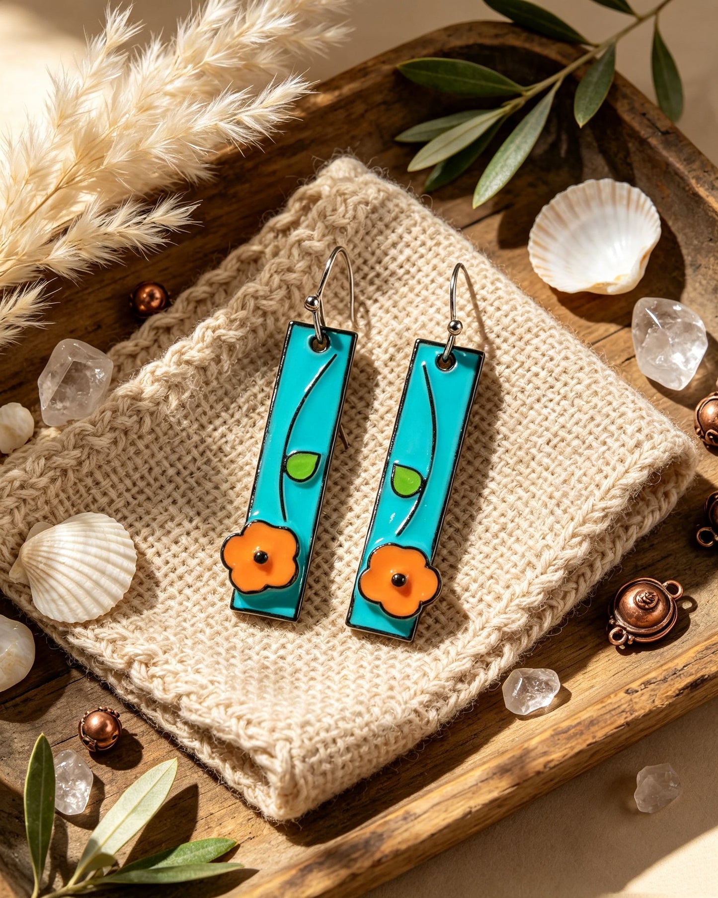 Floral Oil Painting Earrings