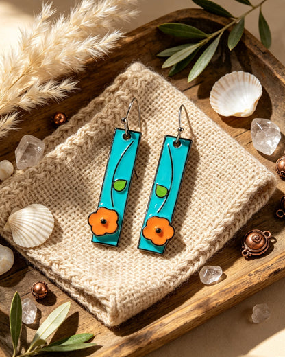 Floral Oil Painting Earrings