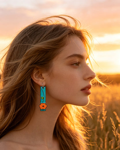 Floral Oil Painting Earrings
