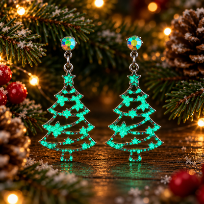 Christmas Tree Colored Diamond Luminous Earrings