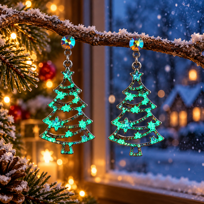 Christmas Tree Colored Diamond Luminous Earrings