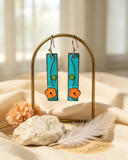 Floral Oil Painting Earrings