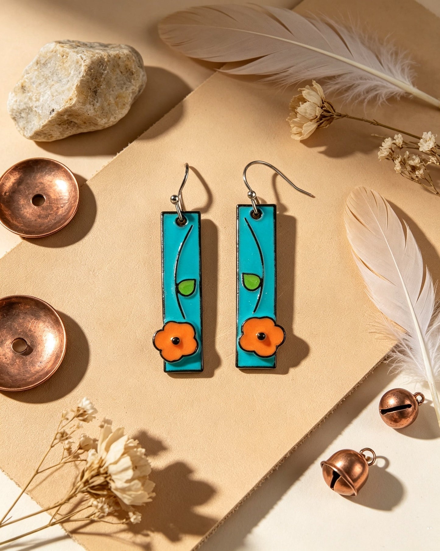 Floral Oil Painting Earrings