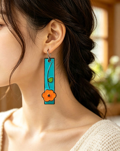 Floral Oil Painting Earrings