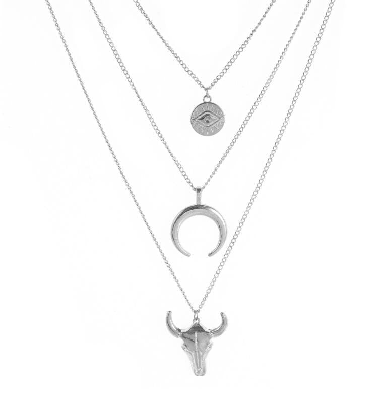 Cow-Head Geometric Multi-Layer Necklace