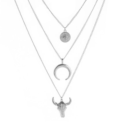 Cow-Head Geometric Multi-Layer Necklace