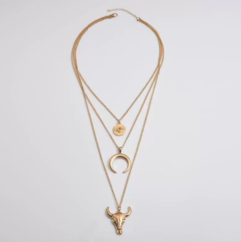 Cow-Head Geometric Multi-Layer Necklace