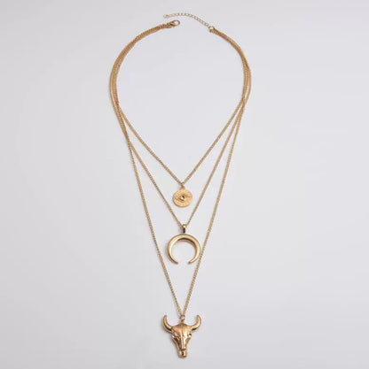 Cow-Head Geometric Multi-Layer Necklace