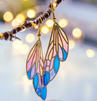 Gradually Changing Multi-colored Feather Earrings