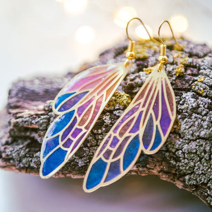Gradually Changing Multi-colored Feather Earrings