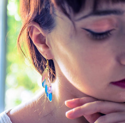 Gradually Changing Multi-colored Feather Earrings