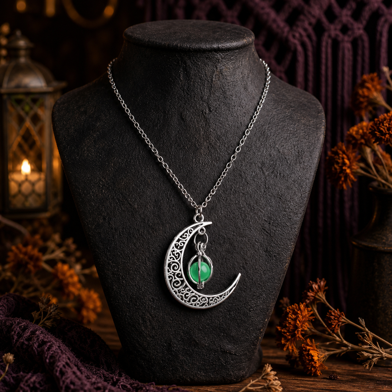 4-color Luminous Pearl Moon Pumpkin Necklace