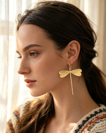 Spherical Dragonfly Long Earrings
