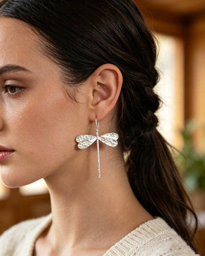 Spherical Dragonfly Long Earrings