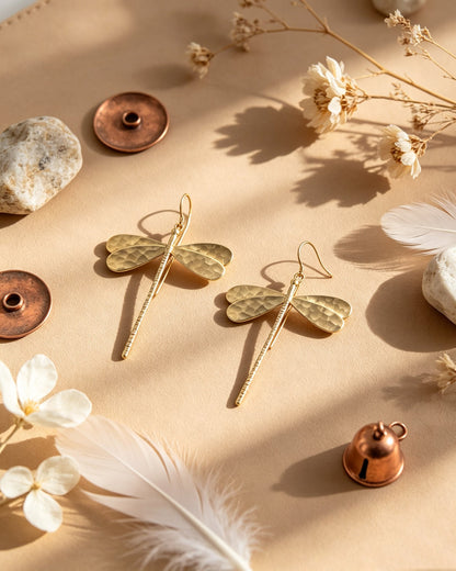 Spherical Dragonfly Long Earrings
