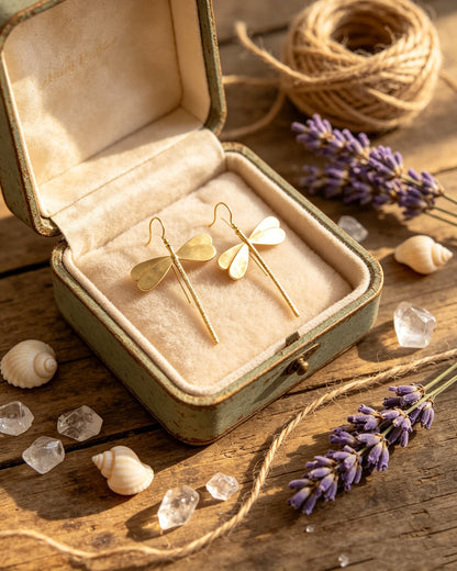 Spherical Dragonfly Long Earrings
