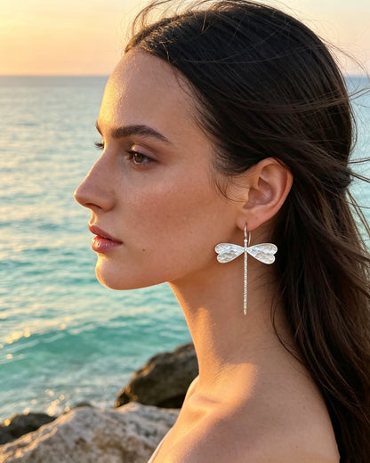Spherical Dragonfly Long Earrings