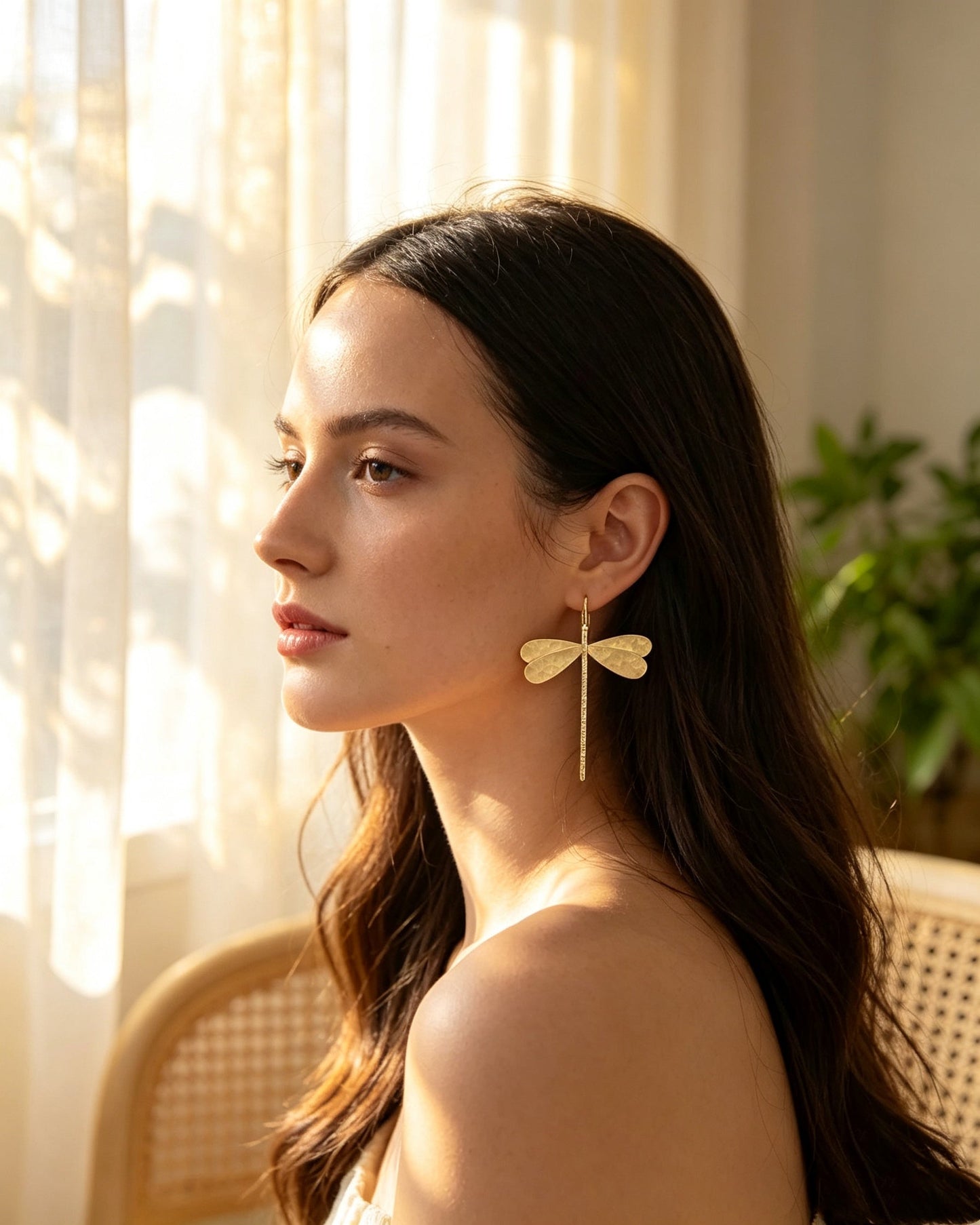 Spherical Dragonfly Long Earrings