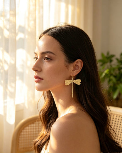 Spherical Dragonfly Long Earrings