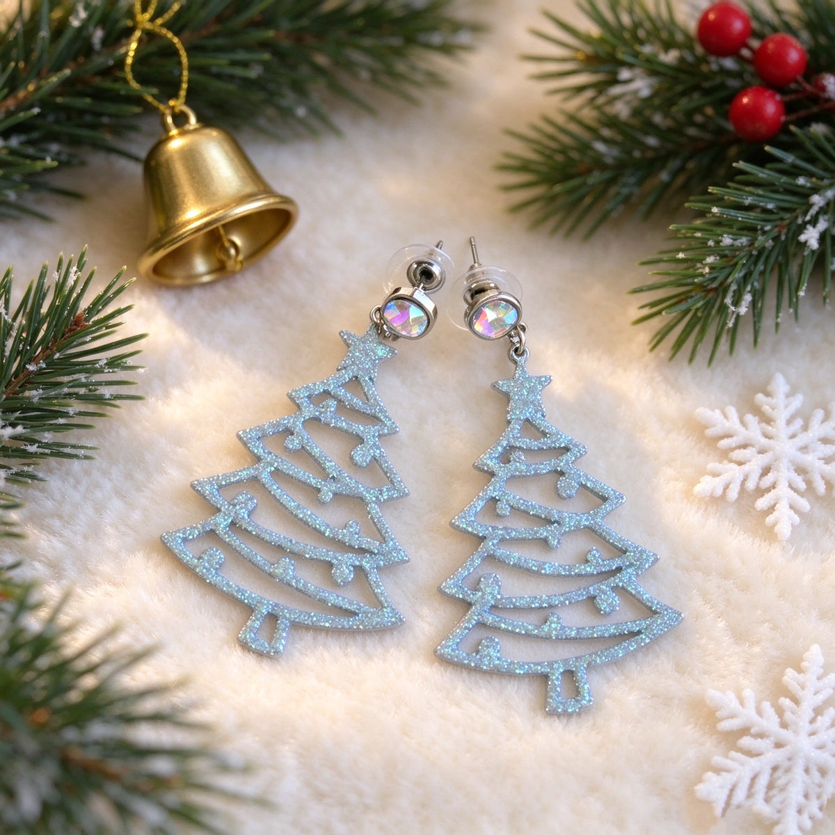 Christmas Tree Colored Diamond Luminous Earrings