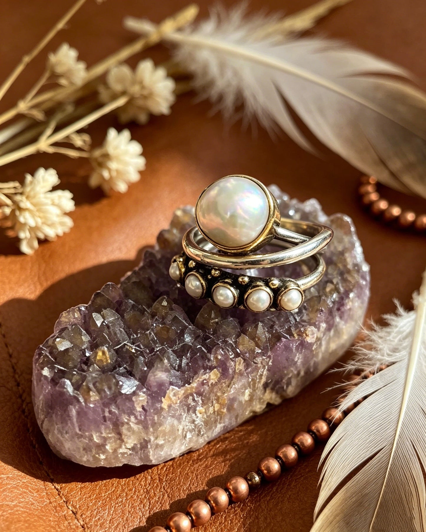 New Large Pearl Open Ring