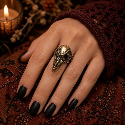 【Halloween Decorations】Crow Skull 3D Ring