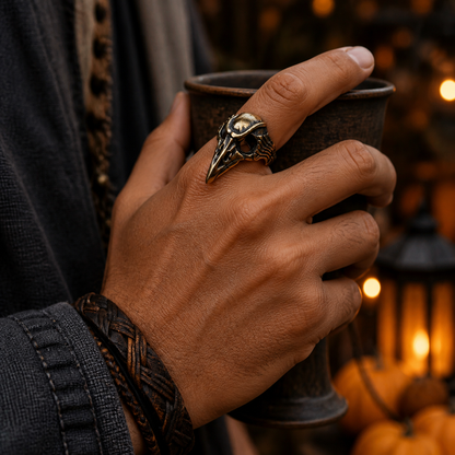 【Halloween Decorations】Crow Skull 3D Ring