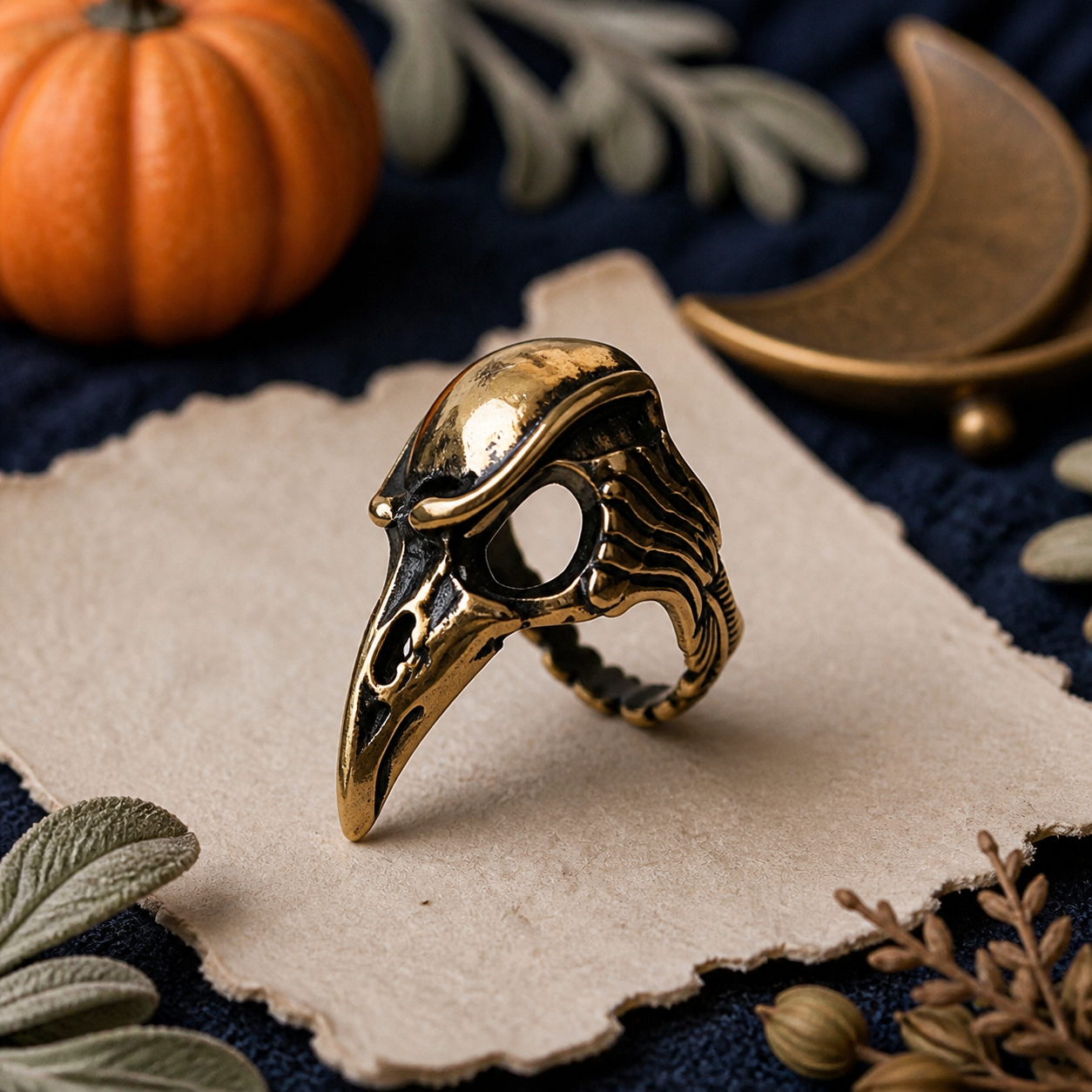 【Halloween Decorations】Crow Skull 3D Ring