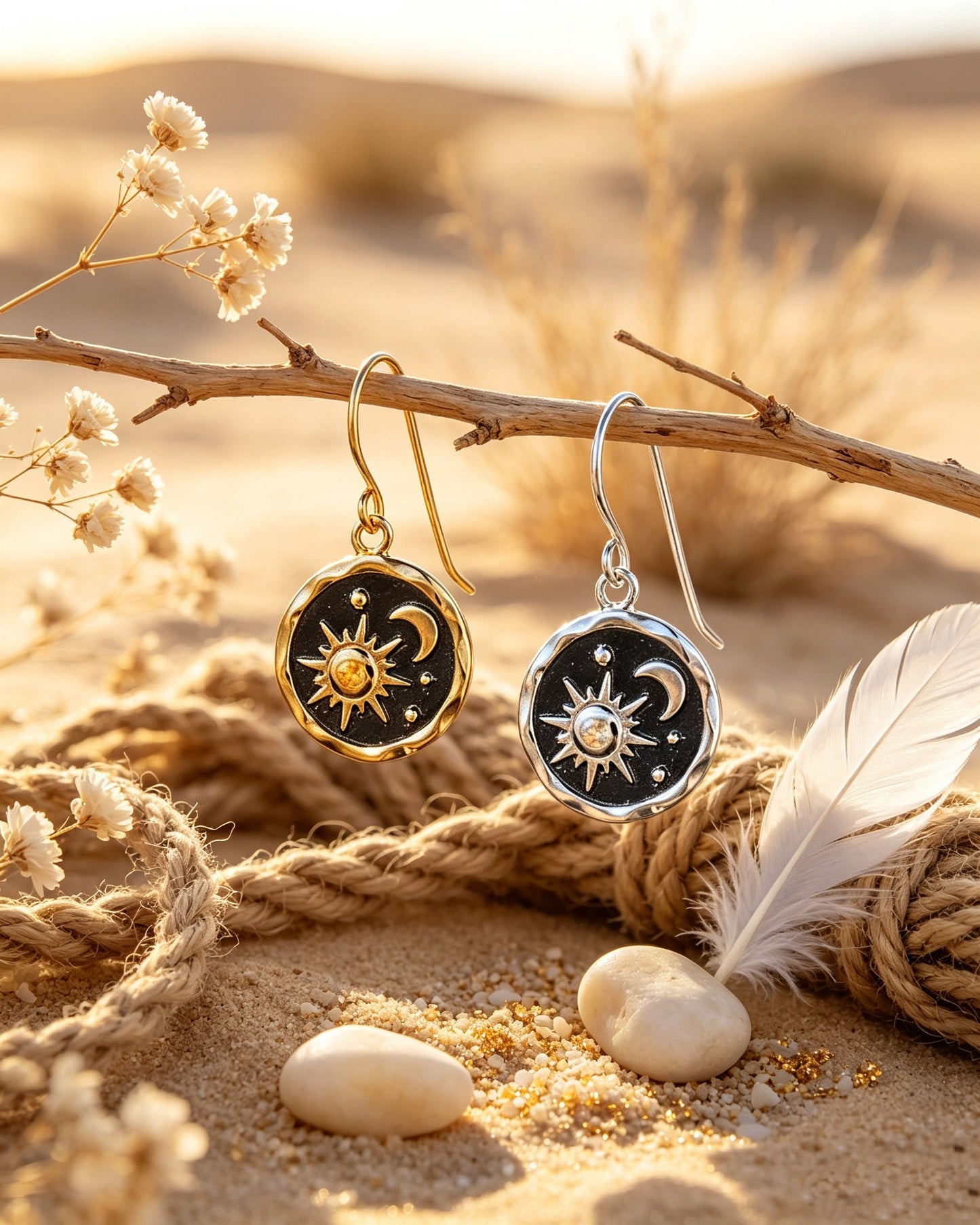 Sun and Moon Earrings Pendant