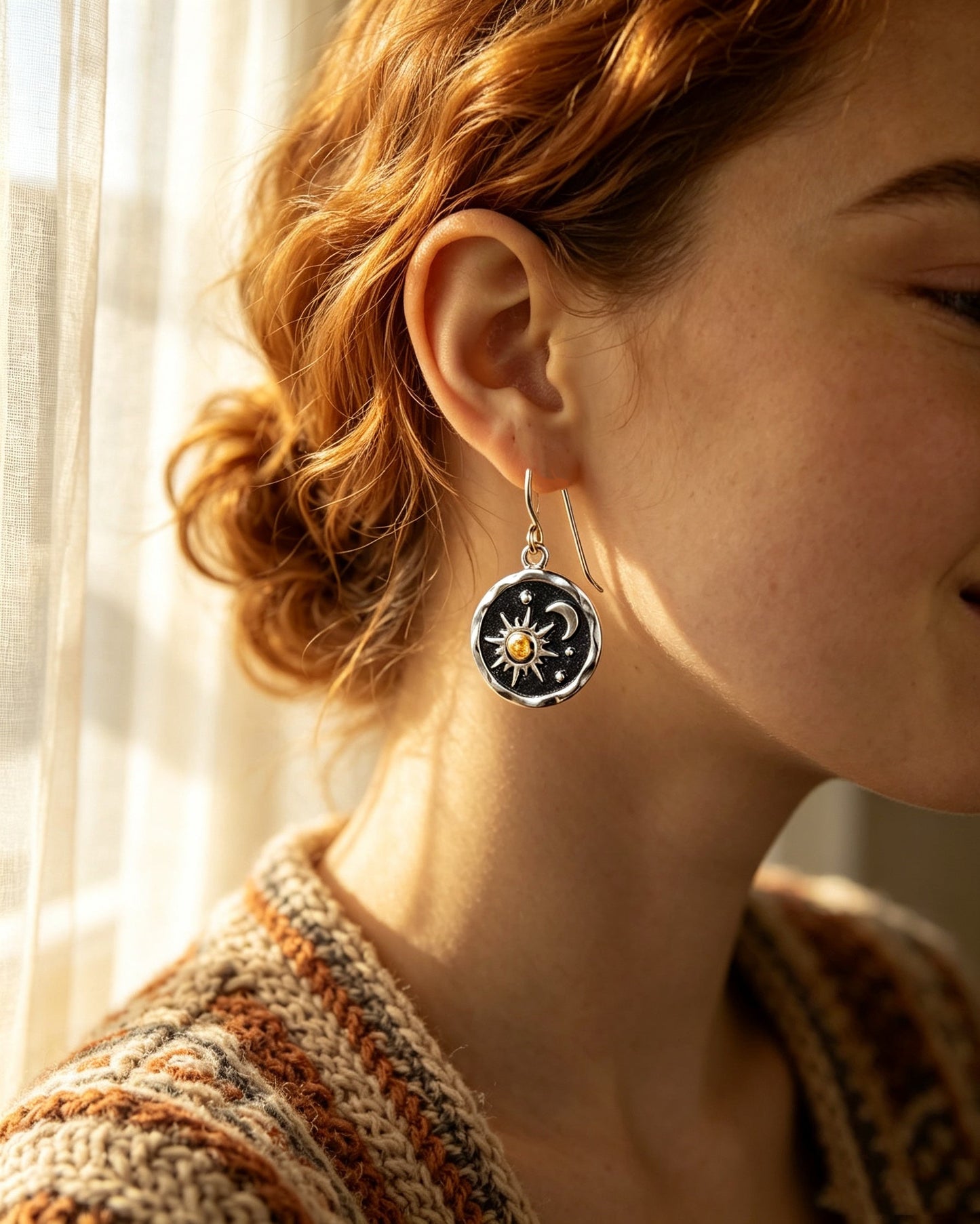 Sun and Moon Earrings Pendant