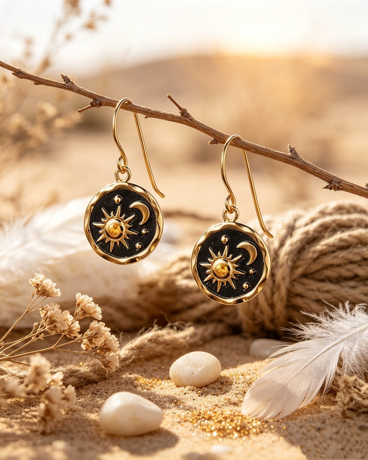 Sun and Moon Earrings Pendant