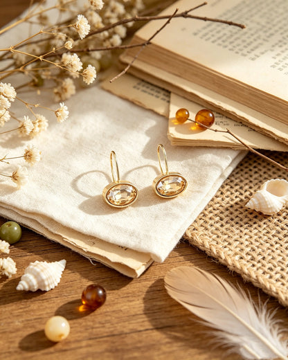 Oval-shaped Gemstone Stud Earrings