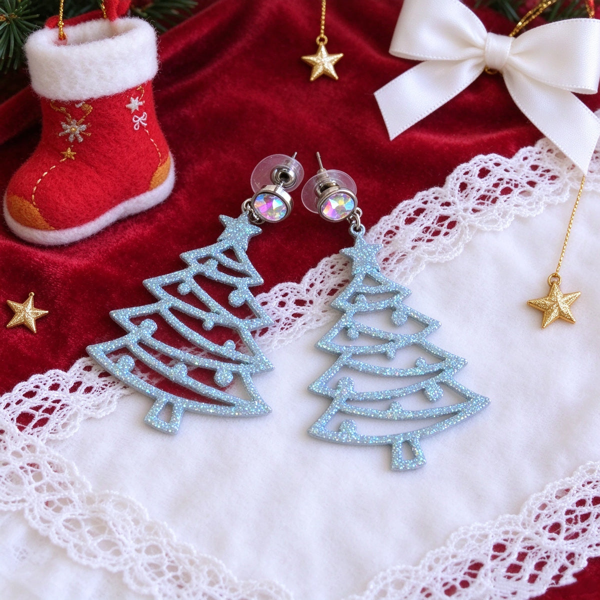 Christmas Tree Colored Diamond Luminous Earrings