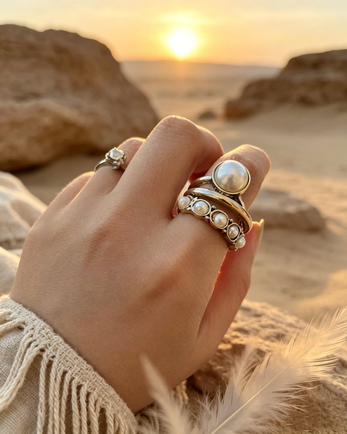 New Large Pearl Open Ring