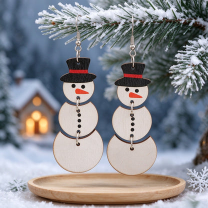 Winter Cartoon Snowman Multi-layered Assembled Earrings