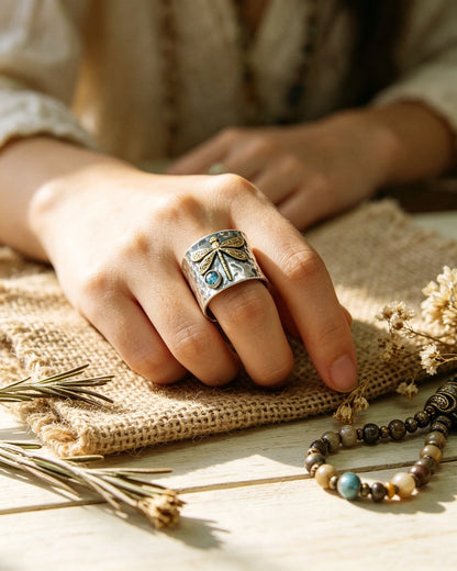 Aquamarine Dragonfly Ring