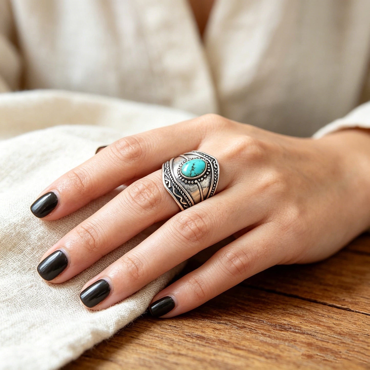 Bohemian Style Irregular Turquoise Ring